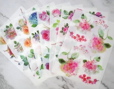 Anna Griffin 64 Pc. HYDRANGEA & ROSE Rub Ons Transfers HTF