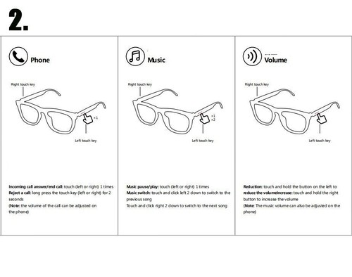 Smart Glasses,Remote Camera & Bluetooth Sunglasses Open Ear Speaker Headphone - Picture 19 of 20