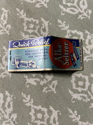 VTG Empty Matchbook Cover Alka Seltzer Quick Relief For Morning After Be Wise!