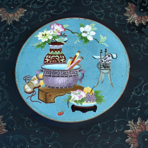 Vintage Asian Cocktail Table w/Cloisonné Panels - Picture 6 of 13