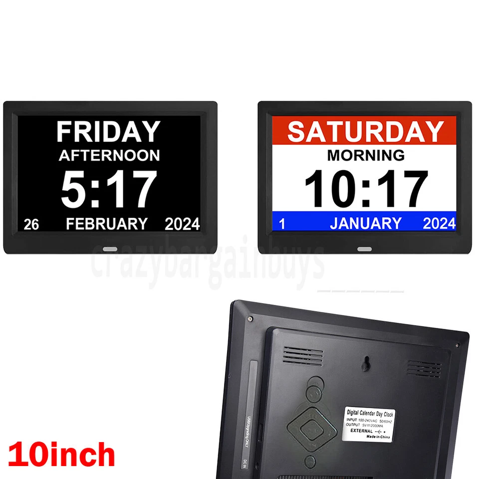 7/8/10 LED Dementia Digital Calendar Clock Alarm Extra Large Day/Week/Month/Year - image 2 of 4