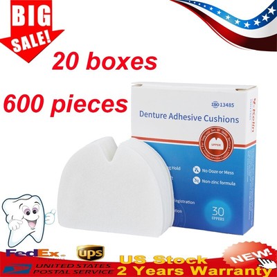 20 Pack Denture Adhesive Pad Zinc Free Long-lasting Denture-600 Pads US
