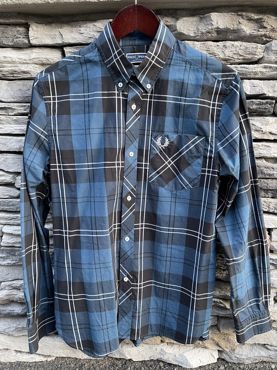 FRED PERRY REISSUES Teal Check Tartan Made in Portugal Sz S FRED PERRY REISSUES Teal Check Tartan Made in Portugal Sz S