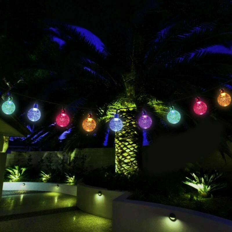 30 50 Crystal Ball Solar String Lights LED Garden Outdoor Fairy