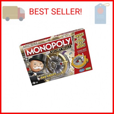 Monopoly Secret Vault Board Game for Kids Ages 8 and Up, Family Board Game for 2
