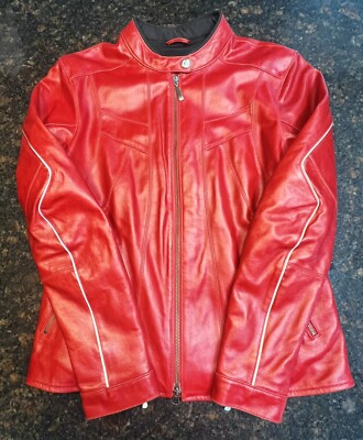 NWT Hein Gericke LA JOLLA Red Leather Motorcycle Jacket/Size 10
