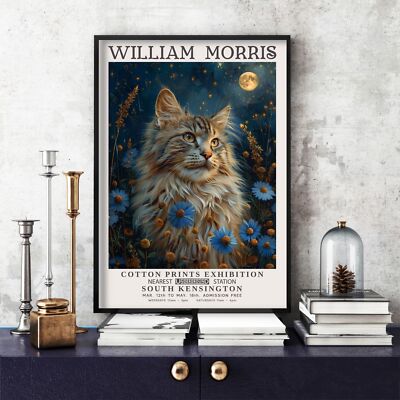 William Morris Druck, Morris Ausstellungsplakat, blaue Sammlung Katze (20u)