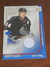 todd bertuzzi game used relic jersey card authentic nhl hockey vancouver canucks