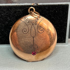 Pendant Ruby Stone Gold Filled Antique Victorian Mourning Locked Round Fob