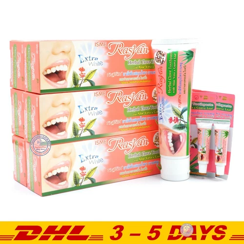 ISME RASYAN Herbal Clove Toothpaste w Aloe Vera & Guava Leaf 100g x 6 + 2 Sample