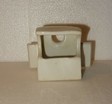 N°4 ANCIENNE MANGEOIRE POUR OISEAUX FAÏENCE BLANCHE + TROU REMPLISSAGE ARRIERE