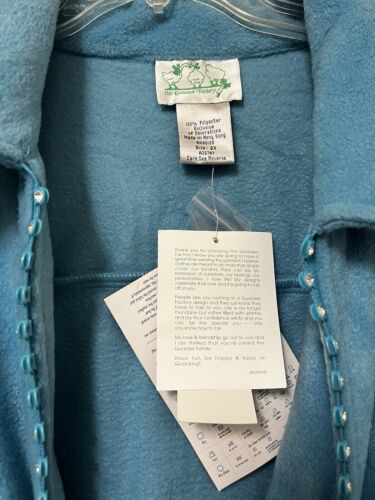 NWT Quacker Factory Rhinestone Zipper Front Fleece Jacket 2X Teddy Fuzzy Blue - Picture 6 of 6