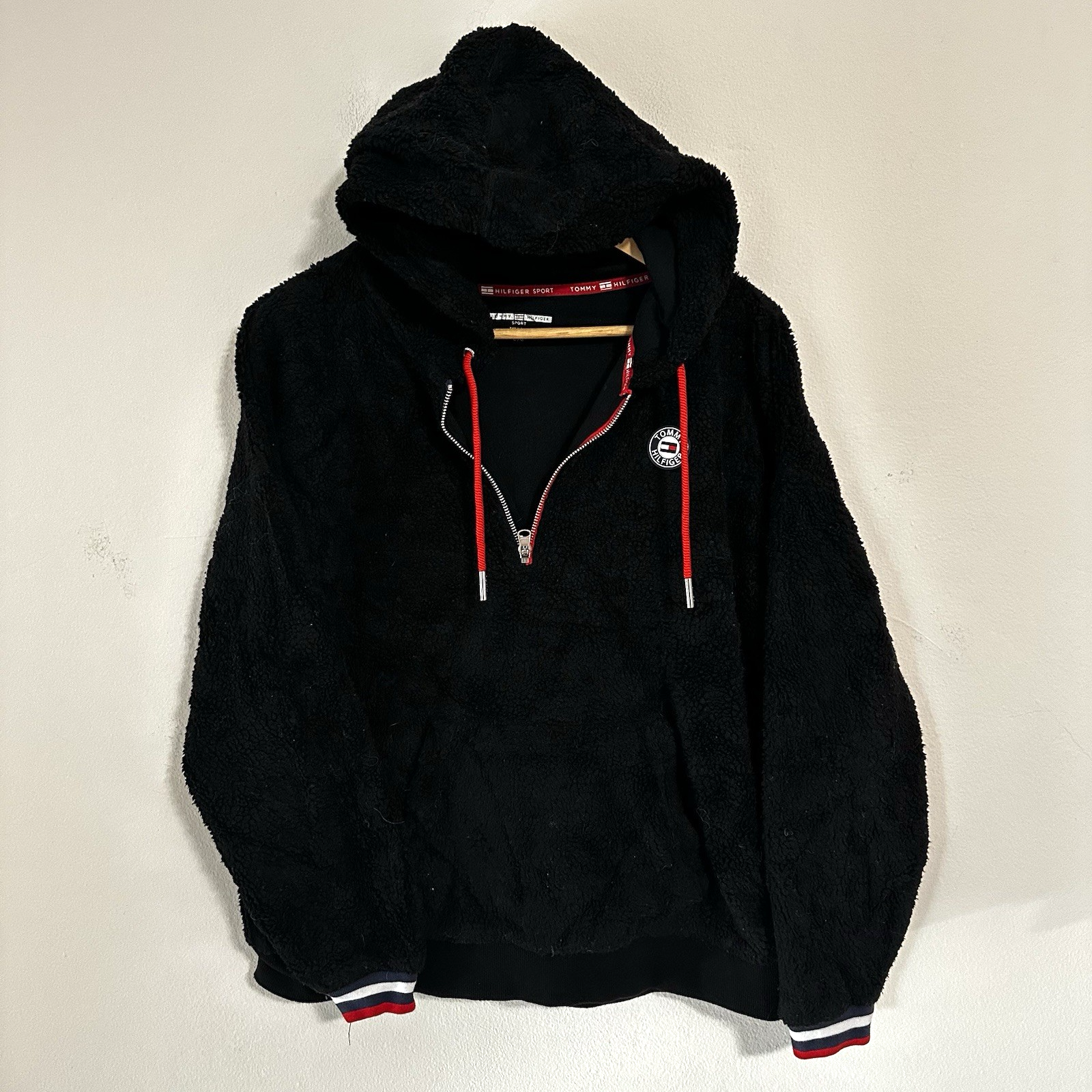 Tommy Hilfiger Womens Sport Faux Fur Hooded Zip Pullover