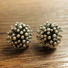 925 Sterling Silver Modernist Starburst Stud Post Earrings Handmade Unique Chic