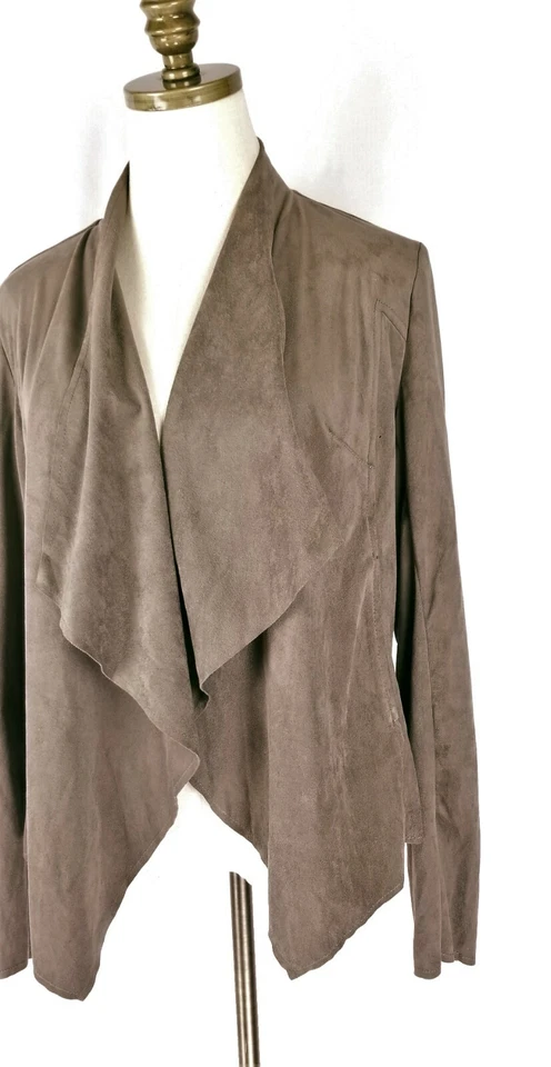 Kut from the Kloth Brown Faux Suede Jacket Womens Size M Open Front Asymmetrical - Image 3 of 4