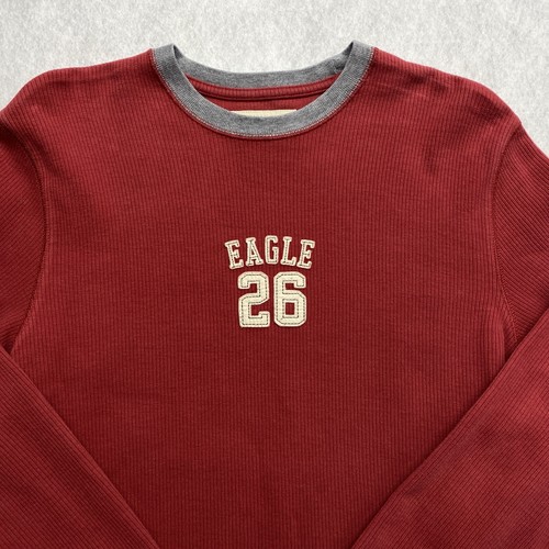 VTG American Eagle Mens Sweater Shirt Red Knit Long Sleeve Crew Neck Y2K Size XS - Picture 3 of 17