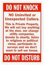 Warning NO Soliciting DO NOT knock private property 12" x 8" Aluminum Sign USA