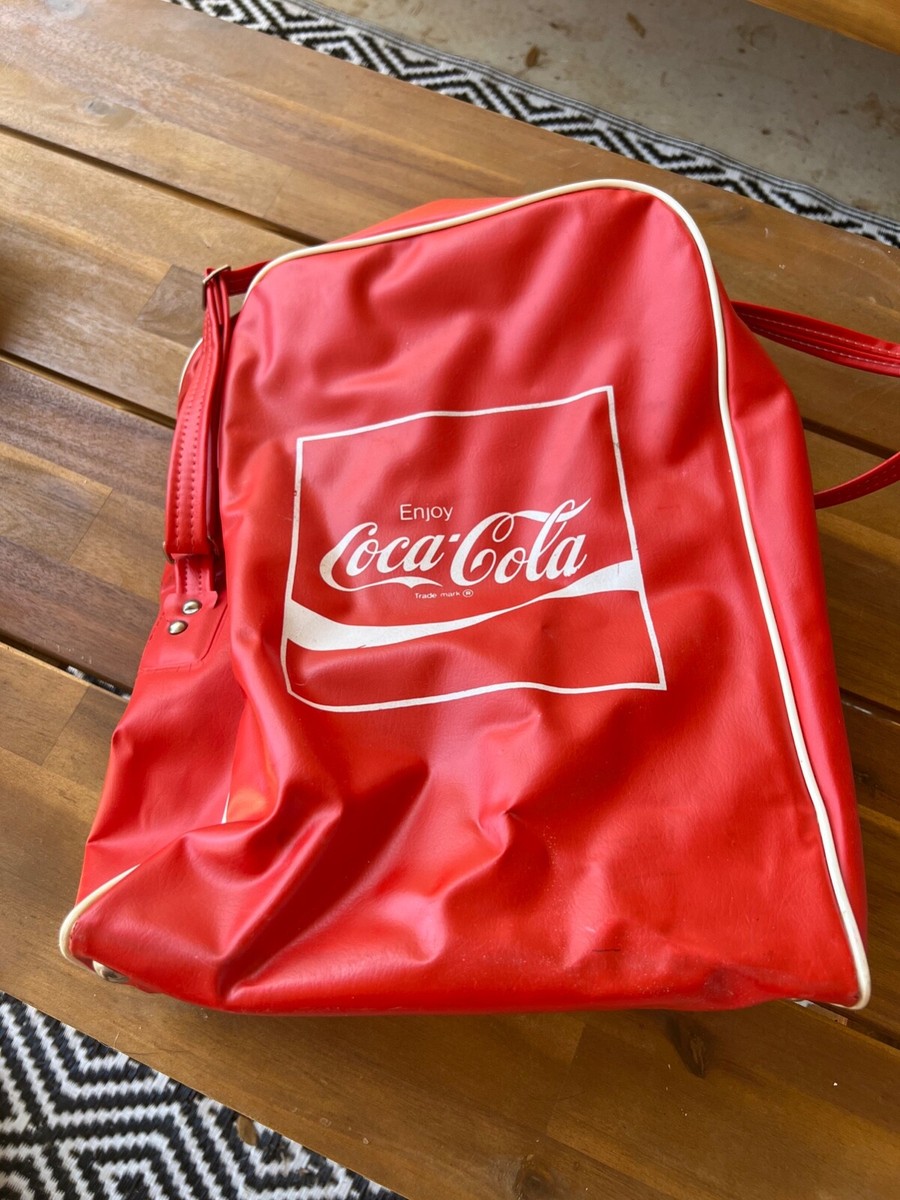 Vintage Coca Cola Vinyl Bag Red With Handle And Zipper Top | eBay