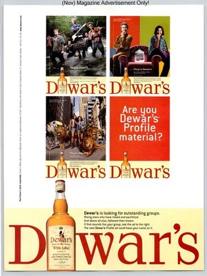 Dewars White Label Scotch Whisky Group Profiles 2001 Advertisement