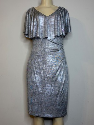 CONNECTED APPAREL WOMEN'S METALLIC SILVER LINED DRESS SIZE 8