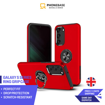 Galaxy S21 S22 S23 S24 Ring Grip Case - 360° Kickstand, Shockproof, MagMount | UK