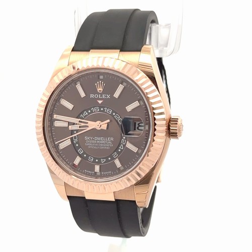 Rolex Sky-Dweller 326235 Black Two-Piece Strap with Brown Dial Unisex Watch