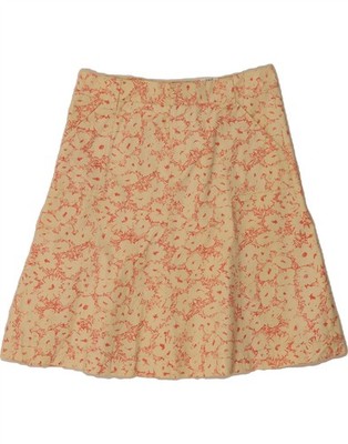 Eddie Bauer Damen A-Linien-Rock US 12 Large W34 gelb Blumenmuster Baumwolle CS12