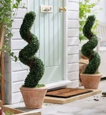 2x  Stylish & Elegan ARTIFICAL SPIRAL  TOPIARY Trees (90cm tall) Rrp £80!!
