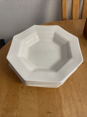 4 Independence 1776 Ironstone White BOWLS Set Octagon Vtg Japan Cottage Granny