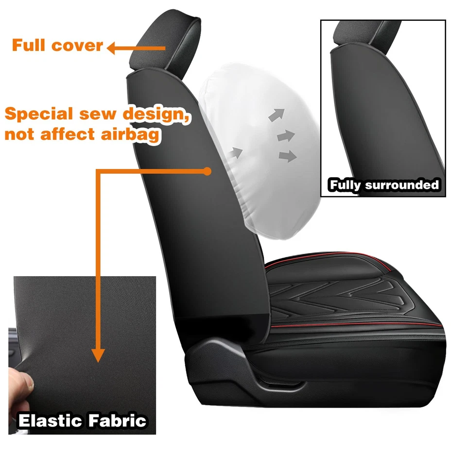 For Nissan Altima Sentra Rogue Leather Car Seat Covers Front Rear Protectors - Imagem 4 de 4