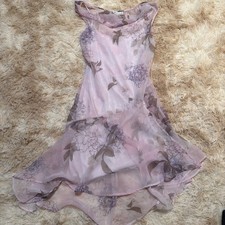 Y2K 90s Sheer Cowl Neck Floral Midi Slip Dress Fairy Whimsigoth flowy purple  S