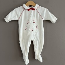 Carter s Vintage Teddy Bear One Piece Sleeper Footie Terry Cloth White 3 Months