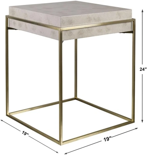 Brass and Ivory 19" Square Accent Table by - Picture 3 of 7
