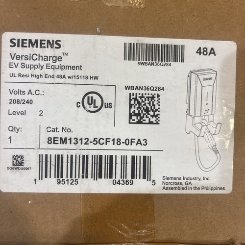 Siemens VersiCharge EV Charging Station Supply Equipment 208/240 Volts