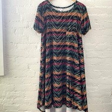 LulaRoe Dress Multicolor Aztec Print Flowy High-Low Midi Stretchy knit Boho M