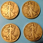 4 WALKING LIBERTY HALF DOLLARS; 1940 S, 1942, 1943, 1946; 90 % SILVER