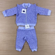 janie and jack sweat jacket and pants set toddler 3-6 months blue animal print