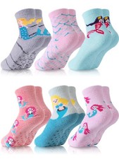 Geyoga 6 Pairs Girls Kids Toddler Fuzzy Socks with Grips 1-3T, Fresh Colors