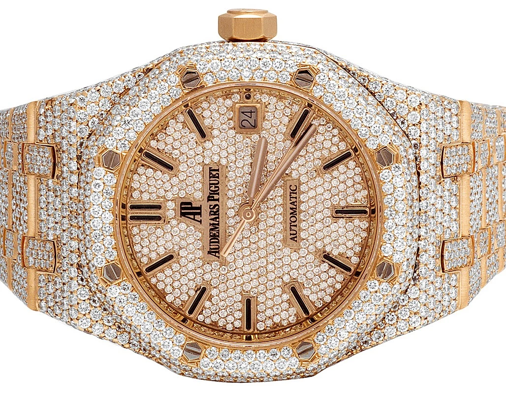 Audemars Piguet — Audemars Piguet Royal Oak 18K Rose Gold Midsize 37MM Diamond Watch 22.35 Ct