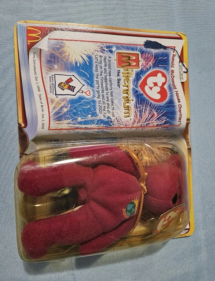 McDonald's TY 1999 millennium bear Teenie beanie Baby ERROR Retired Rare  - Image 2 of 4