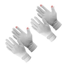 Sun Gloves for Women, 9 Inch & 4Pcs & Ice Silk & Gray Beige