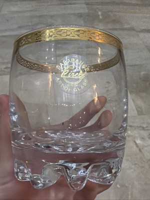 GORGEOUS Pasabahce Art Of Glass Heavy Bottom Glasses Turkish Gold Trim + Sticker