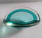 Vintage Modern MCM Art Glass Murano, Turquoise Green Bowl Ashtray Dish ￼￼
