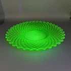 Vintage Uranium Glass Plate 8” Green Depression Glass UV Reactive Dish