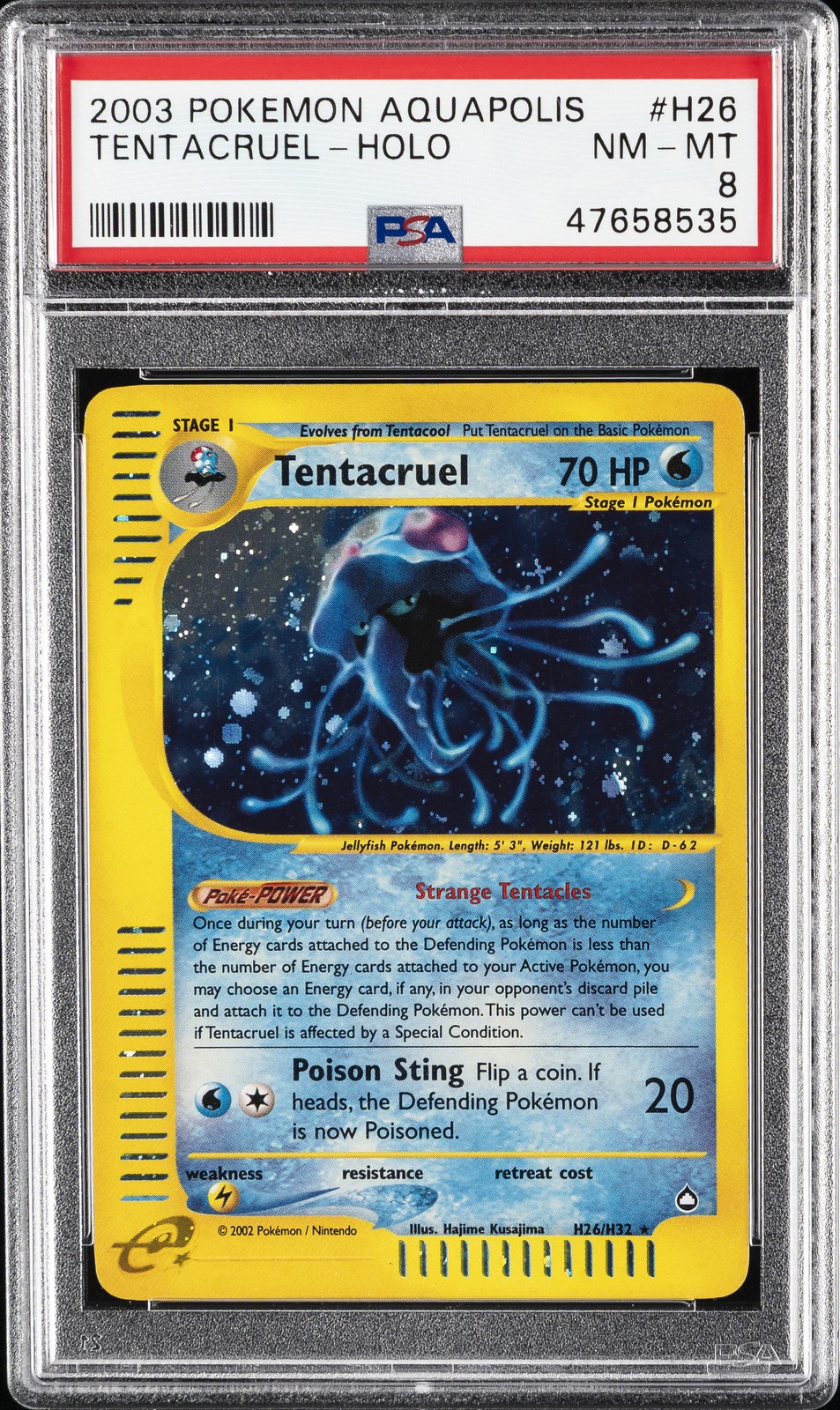 2003 POKEMON AQUAPOLIS #H26 TENTACRUEL-HOLO PSA 8