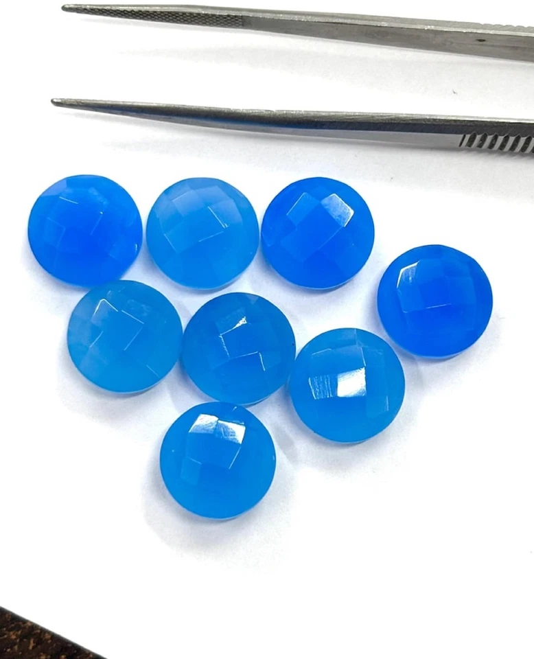 Natural Blue Chalcedony Round Briolette Cut Gemstone for Soft Bright Jewelry - Image 4 of 4