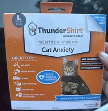NEW Thunder Shirt Cat Anxiety Jacket, Solid Gray Large 13 lbs Insanely Calm