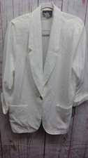 Requirements Women's Blazer White with Yellow Tone One Button Size 16 With Tags