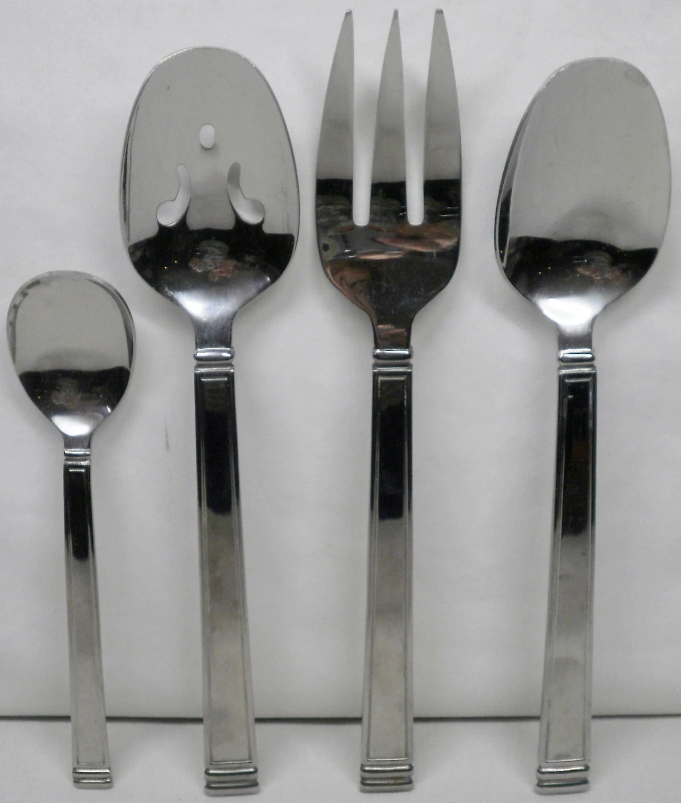 4 Stainless Steel Serving Pieces Sugar Spoon Slotted Spoon Serving Fork & Spoon
