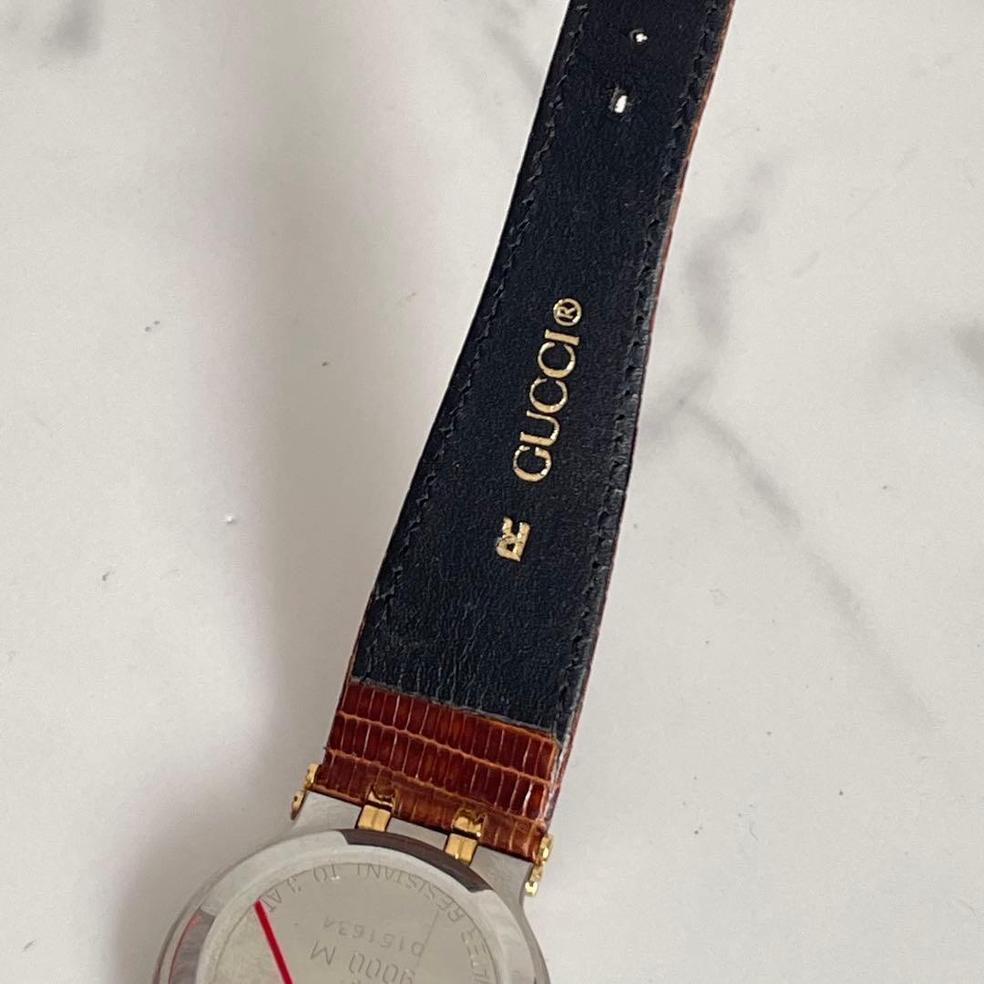 GUCCI 9000M Watch Genuine Leather Brown Quartz Battery Vintage Rare Japan thumbnail 4